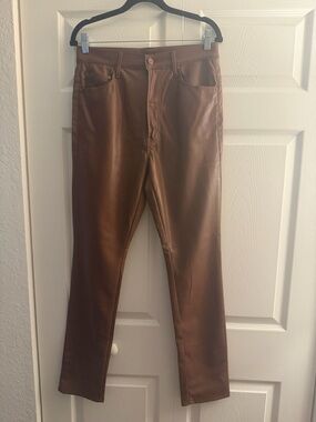 MOTHER Brown Faux Leather Pants